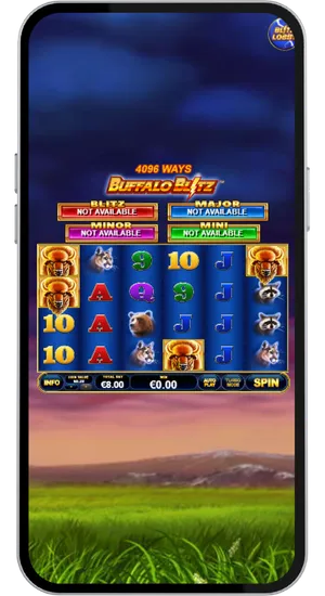 Setting bet amount for Buffalo Blitz using stake adjustment controls