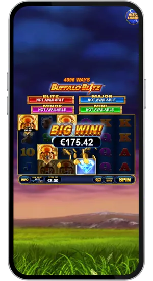 Buffalo Blitz big win announcement displaying prize amount