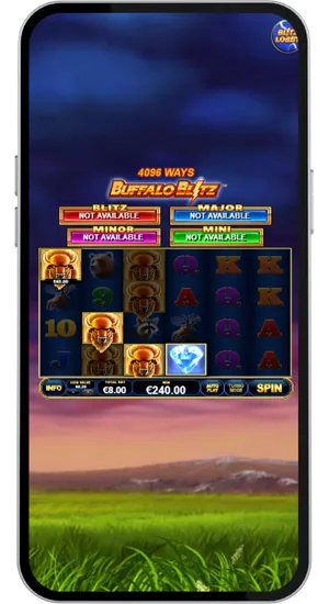 Demo slot Buffalo Blitz winning combination with multiple wild symbols