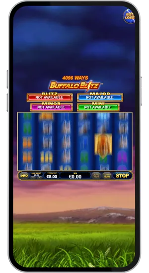 Starting Buffalo Blitz gameplay with manual spin or autoplay feature
