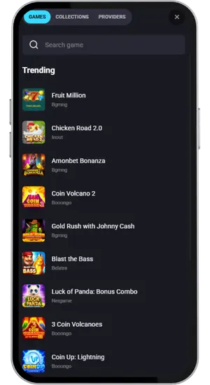 Browsing and opening a slot game